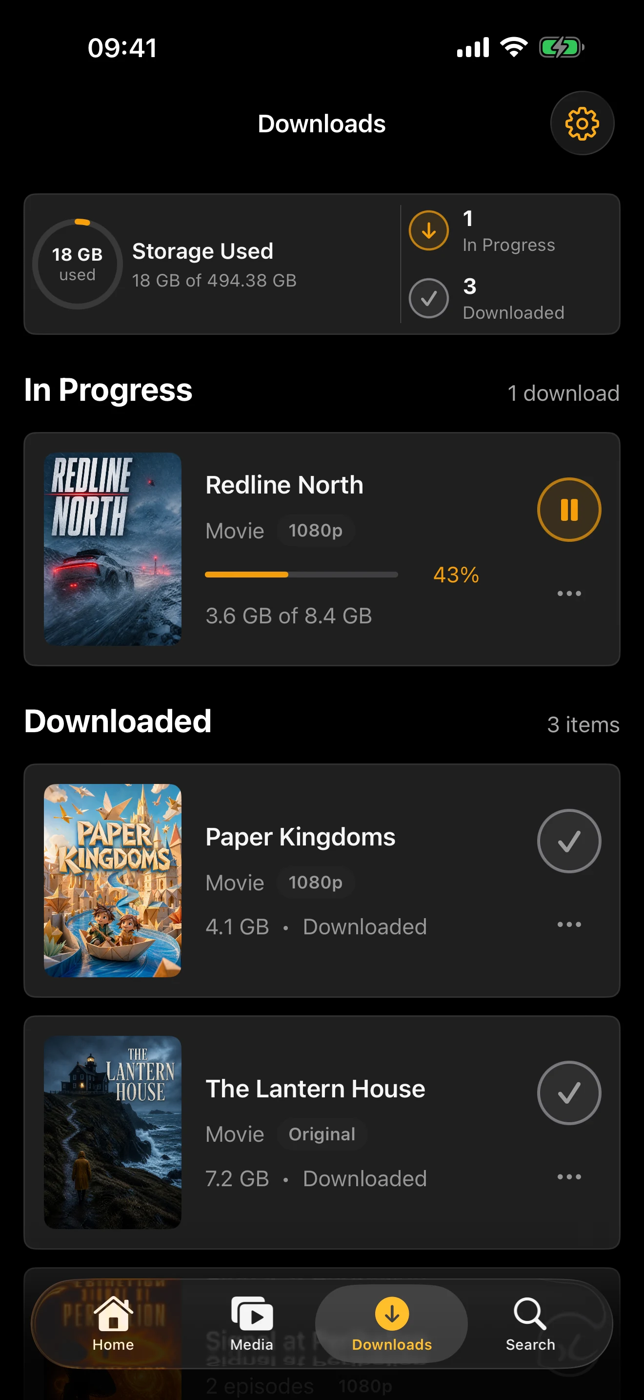 Cue download progress and offline library on iPhone