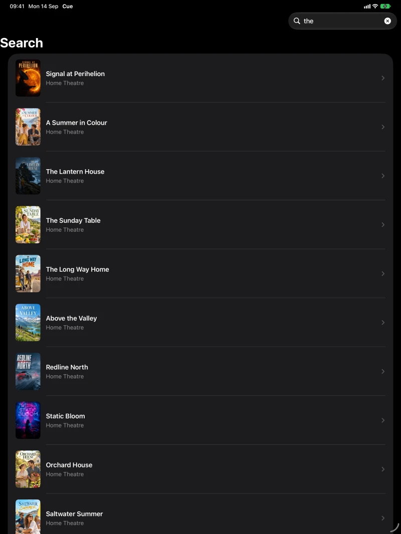 Cue search results across connected libraries on iPad