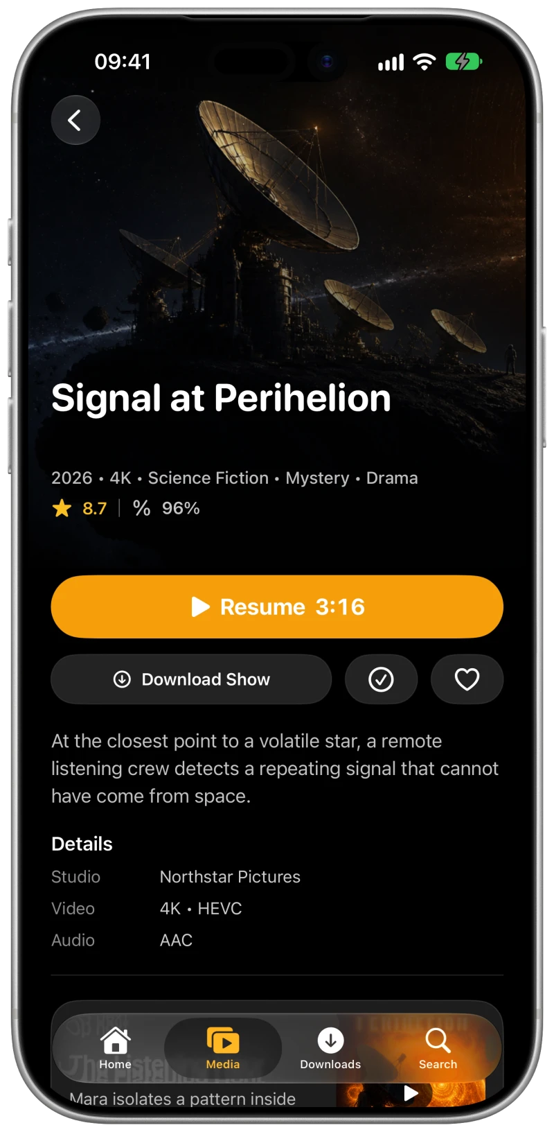 Cue Signal at Perihelion series details, playback and season downloads on iPhone