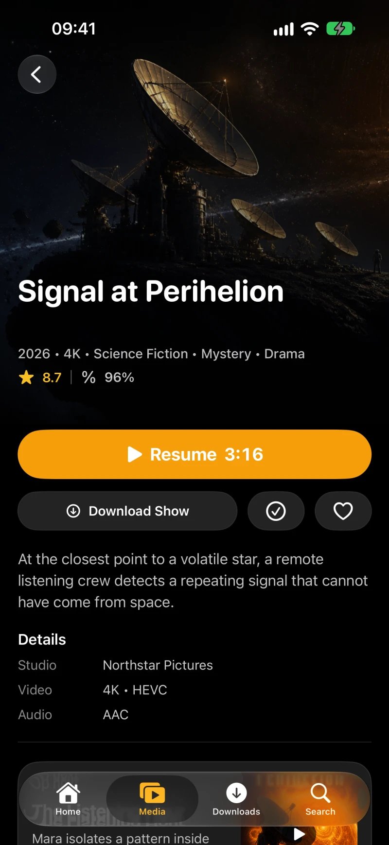 Cue Signal at Perihelion series details, playback and season downloads on iPhone